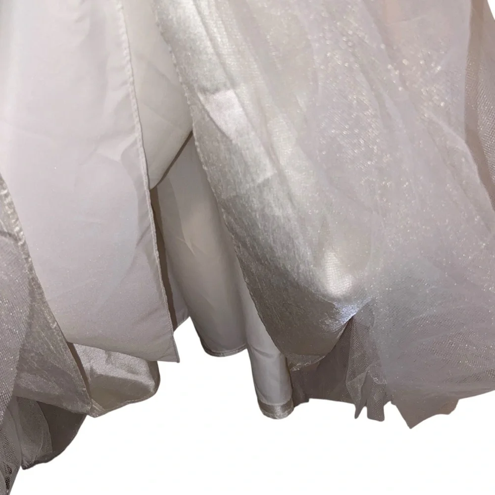 David’s Bridal Dress Girls Size 8 Ivory Wedding Communion Flower Girl Tulle NWT - Picture 7 of 11